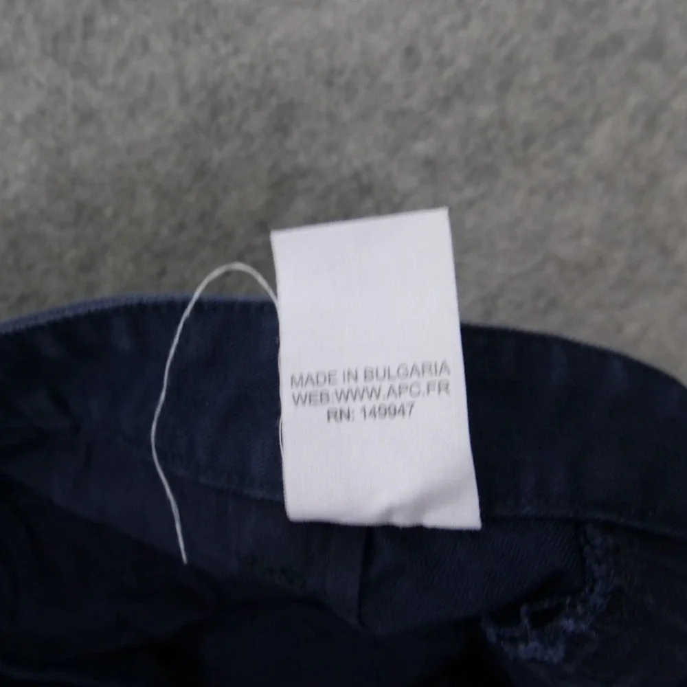 APC Pants Mens 32 Blue Flat Front Chinos Slim Straight Mid Rise Zip Fly